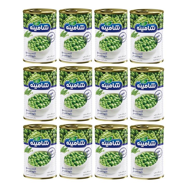 کنسرو نخود سبز شامینه - 350 گرم بسته 12 عددی Shamineh green peas - 350gr 12 Pcs